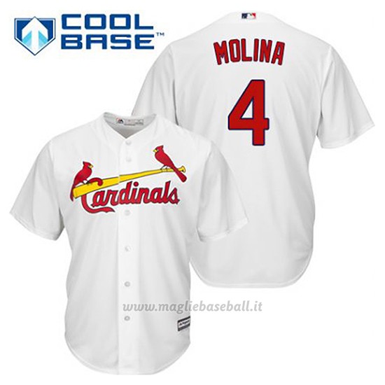 Maglia Baseball Uomo St. Louis Cardinals Yadier Molina 4 Bianco 1ªCool Base